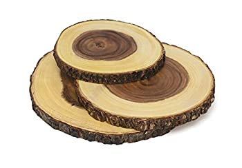 【中古】【輸入品・未使用】Lipper International 1040 Acacia Slab Boards with Bark No Feet (Set of 3)%カンマ% Brown by Lipper International