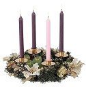 【中古】【輸入品 未使用】Ivory Poinsettia Christmas Advent Wreath (no candles)