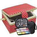 【中古】【輸入品・未使用】大型裁縫ボックス トラベルキット付き 裁縫バスケット オーガナイザー アクセサリー付き DIY裁縫用品 大人用裁縫キット レッド