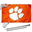 yÁzyAiEgpzClemson Tigers ACC Flag with Pole and BracketLbg