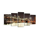 【中古】【輸入品・未使用】Wiecoアート???The Brooklyn Bridge???キャンバス印刷ストレッチと額入りキャンバス壁アートの壁Decorationandホーム装飾シースケープキャンバス
