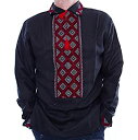 【中古】【輸入品・未使用】Vyshyvanka Manブラックレッドウクライナ刺繍リネンシャツS Gift For Him