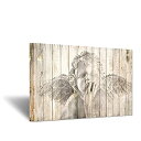 【中古】【輸入品・未使用】Helloアートワーク???Angels壁デカールCute Angel Baby with Wings onイエロー木製背景ヴィンテー...