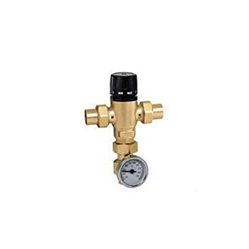 【中古】【輸入品・未使用】Caleffi 521519AC Mixing Cal 3-Way Thermo Mixing Valve with checks%カンマ% Low-Lead Brass with Adaptor by Caleffi