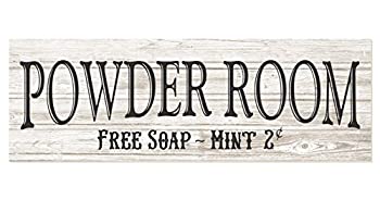 【中古】【輸入品・未使用】パウダールーム素朴な木製壁サイン6?x 18?(ホワイト)