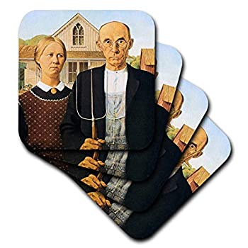 【中古】【輸入品・未使用】(set-of-8-Soft) - BLN Assorted Works Of Fine Art Collection - American Gothic by Grant Wood - set of 8 Coasters - Soft (cst_130186_2)