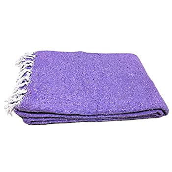 【中古】【輸入品 未使用】ハンドメイドソリッドカラーヨガブランケット - Thick Mexican BlanketまたはThrow - Made forヨガ。 X-Large MX1-LtPurplePln