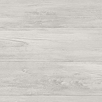 【中古】【輸入品・未使用】NuWallpaper Grey Wood Plank Peel & Stick Wallpaper