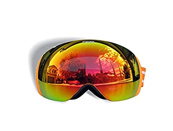 【中古】【輸入品・未使用】CRG Sports スキーゴーグル フレームレススノーゴーグル 男女兼用 100%UV保護 T815S-159 オレンジ