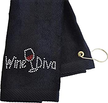 šۡ͢ʡ̤ѡNavika Crystal Embellished %֥륯%Wine Diva%֥륯% Black Golf Towel