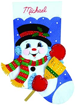 【中古】【輸入品・未使用】Snowman With Broom Stocking Felt Applique Kit-16%ダブルクォーテ% Long (並行輸入品)