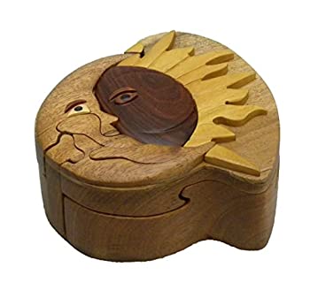 【中古】【輸入品・未使用】(Sun & Moon) - Sun and Moon Handmade Carved Wood Intarsia Puzzle Box