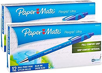 【中古】【輸入品・未使用】Paper Mate フレックスグリップ ウルトラ格納式ボールペン ミディアムポイント 青 12本入り Pack of 2 Boxes