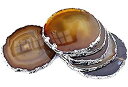 【中古】【輸入品・未使用】(Silver Plated Natural Color) - JIC Gem Silver Plated Natural Agate Coasters%カンマ% 6 pcs set%カンマ% 7.6cm - 10cm%カンマ% with Rubber Bumper