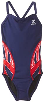 (22, Navy/Red) - TYR SPORT Girl's Phoenix Splice Diamondfit Swimsuit