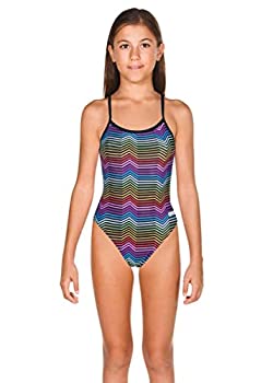 【中古】【輸入品・未使用】Arena Women's Challenge Back MaxLife One Piece Athletic Training Swimsuit, Multicolor Stripes Black Multi, 34