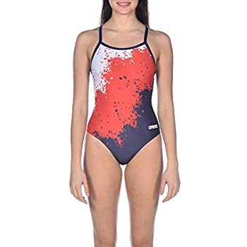 šۡ͢ʡ̤ѡArena Spraypaint Light Drop Back MaxLife One Piece Swimsuit, Red - White - Navy, 20