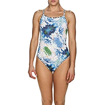 【中古】【輸入品 未使用】Arena Upside Down Challenge Back Reversible One Piece Swimsuit, White - Multicolor, 34