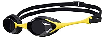 【中古】【輸入品 未使用】Arena Cobra Swim Goggles for Men and Women, Dark Smoke/Yellow, Swipe Non-Mirror