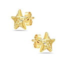【中古】【輸入品・未使用】Pori Jewelers 14Kソリッドゴールド 陸と海の動物 スタッドピアス バタフライバッキング イエロー(4)