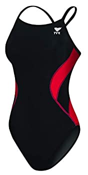 (40, Black/Red) - TYR Adult Alliance Diamond Back Splice Swimsuit