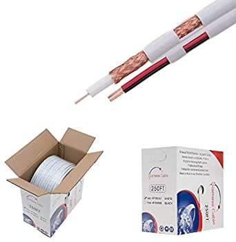 【中古】【輸入品・未使用】Cables Direct Online 250フィート ホワイト バルク シャムRG59/Uケーブル 20AWG + 18/2AWG 95%シールド CCTVビデオワイヤー
