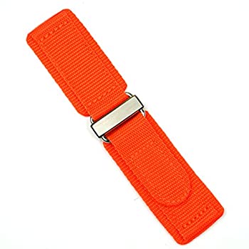【中古】【輸入品・未使用】B & R Bands 22mm オレンジ ナイロン フック N' ループ 腕時計バンド ストラップ - ステンレススチール - スモールレングス