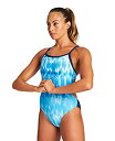 【中古】【輸入品・未使用】Arena Women's Print Challenge Back One Piece Swimsuit, Tie Dye Stri...