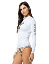 【中古】【輸入品・未使用】Roxy レディース Whole Hearted 長袖 UPF 50 ラッシュガード, ホワイト/ブラックのハート。, X-Small