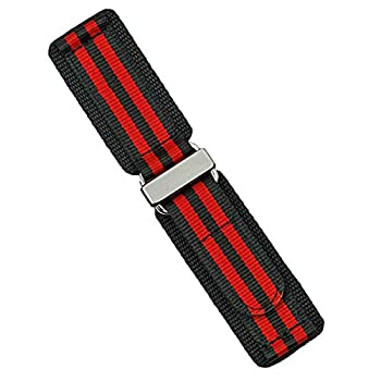 【中古】【輸入品・未使用】B & R バンド 24mm ブラック/レッド ボンド ナイロン フック N' ループ 腕時計バンド ストラップ - ステンレススチール - ミディアムレングス