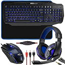 【中古】【輸入品・未使用】Ritz Gear ゲーミングアクセサリーキット (ブルー) 4イン1 LEDバックライト バンドル PCコンボ マルチメディアキーボ...