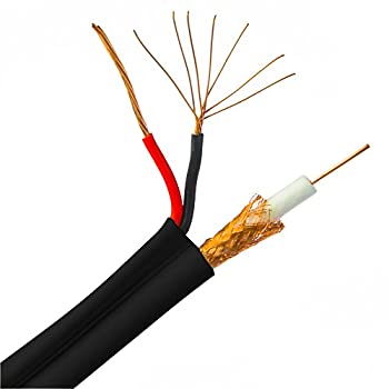 yÁzyAiEgpzBulk RG59 Siamese Coaxial/Power Cable, Black, Solid Core (Copper) Coax, 18/2 (18 AWG 2 Conductor) Stranded Copper Power, Pullbox, 500 f