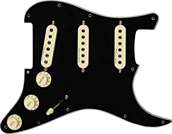 【中古】【輸入品・未使用】Fender ギターパーツ Pre-Wired Strat Pickguard, Hot Noiseless SSS, Black 11 Hole PG