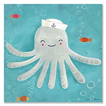 【中古】【輸入品・未使用】Oopsy Daisy Fine Art for Kids Let 's Set Sail Octopusキャンバス壁アー..
