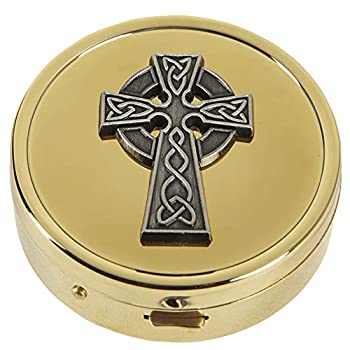 【中古】【輸入品・未使用】ケルト十字 聖体拝領 Pyx - 24kt 金メッキ