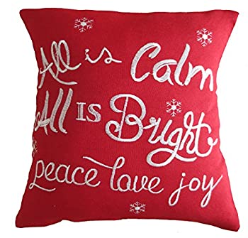 【中古】【輸入品・未使用】装飾クリスマスThrow枕刺繍Quote印刷???レッド黄麻布18?" x 18?" 18" x 18"..