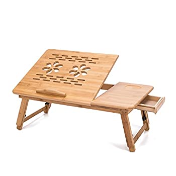 【中古】【輸入品 未使用】THY COLLECTIBLES Multi Function Bamboo Lapdesk Table Laptop Stand Breakfast Trays Bed Serving Tray with Adjustable Legs 50cm L x 30cm W