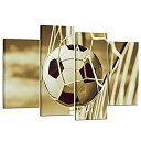 【中古】【輸入品・未使用】Kreative Arts???Vintage 4ピースサッカースポーツキャンバス壁アートPrints伸ばされ、フレームをハングアップ...