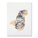 【中古】【輸入品・未使用】Blue Fish by Pat Saunders-ホワイト、18x24インチ キャンバスウォールアート