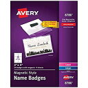 【中古】【輸入品・未使用】Avery セキュアマグネットネームバッジ 丈夫なプラスチックホルダー 高耐久マグネット 3 x 4 バッジ24枚 (8780)