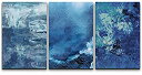 【中古】【輸入品・未使用】wall26-3パネルキャンバスウォールアート - 抽象ブルーアートワーク - ジークレープリントギャラリーラップ モダンホームアート...
