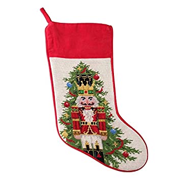 Peking Handicraft くるみ割り人形 ニードルポイント クリスマスストッキング 高さ18インチ 31SJM10059MC