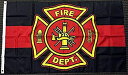 【中古】【輸入品 未使用】3x5 Red and Black Fire Department Polyester Flag Firefighter Outdoor Banner New 並行輸入品