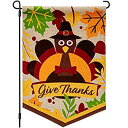 【中古】【輸入品・未使用】Joyousa Thanksgiving Garden Flag ? 12x18 Inch Burlap Thanksgiving Decorations - Turkey Outdoor Yard Flags Design for November [並行輸