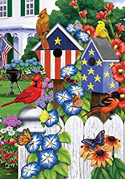 šۡ͢ʡ̤ѡBriarwood Lane American Garden Birds Garden Flag Patriotic Floral 12.5