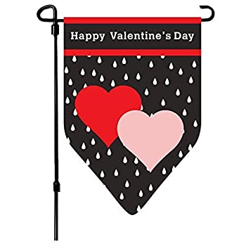 šۡ͢ʡ̤ѡW&X Valentine's Day Flag,Valentine's Heart Garden Flag 12.5x18 Inch Double Sided Printing 2 Layer Burlap Valentine Flags for Garden Dec
