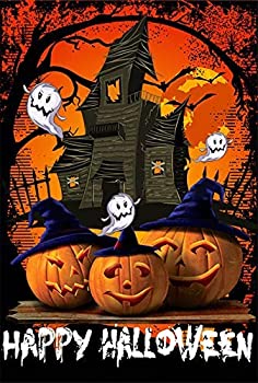 šۡ͢ʡ̤ѡLHSION Happy Halloween Garden Flag 12.5 x 18 Inch Pumpkin Ghosts Garden Flag Decorative House Yard Double Sided Flag for Halloween Deco