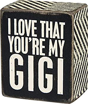 【中古】【輸入品・未使用】Primitives by Kathy Small 2.5 x 3 Inch Wooden Box Sign I Love That Youre My GIGI For Grandma Nana, Black [並行輸入品]