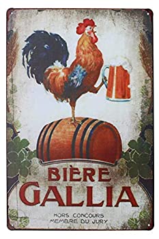 【中古】【輸入品・未使用】ARTCLUB Happy Chickens, Rooster and Beer Metal Plate Sign, Vintage Plaque Rustic Poster Kitchen Bar ..