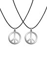 yÁzyAiEgpzSunshane 2 Pack Hippie Style Peace Sign Necklace Hippie Party Dressing Accessories, Silver [sAi]